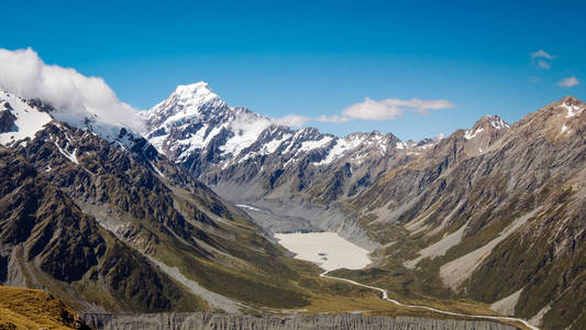 胡克谷和新西兰库克山的全景