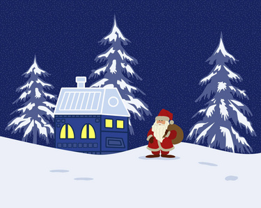 童话冬天与圣诞老人的景观