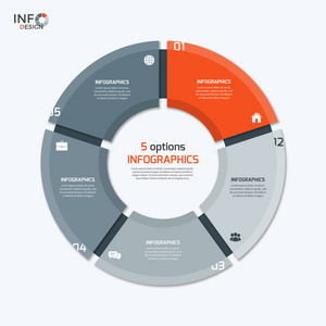 矢量圆图表图表模板与 5 选项