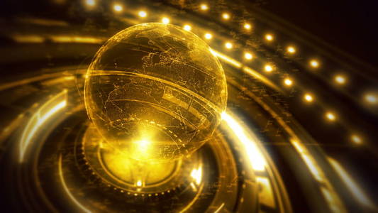 数字地球业务地球输送,现代数字时代 3d 图的一个程式化的渲染照片