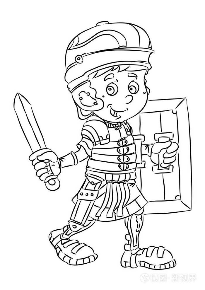 卡通罗马士兵的剑与盾插画-正版商用图片0fik29-摄图新视界
