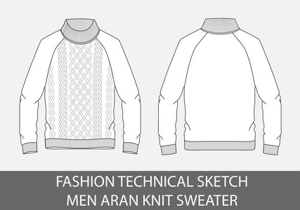 时尚技术素描男子编织排毛衣矢量图形照片