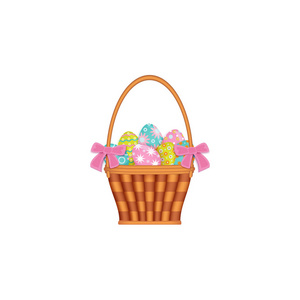 带彩绘复活节彩蛋的丝带装饰篮