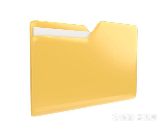黄色文件文件夹3d 插图图标在白色上隔离