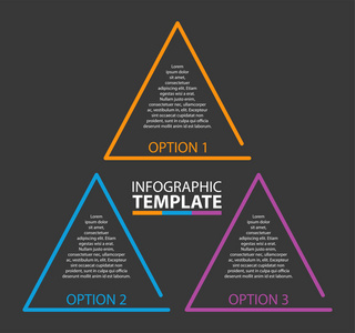 三步矢量三角形图表模板