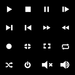 矢量黑白的媒体播放器图标集