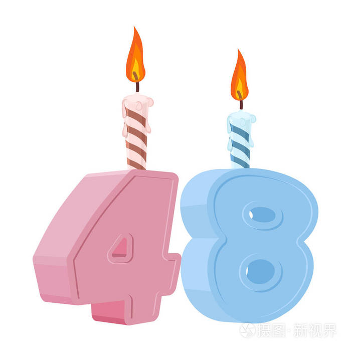 48 岁的生日.数字与喜庆的节日蛋糕蜡烛