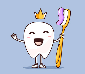 矢量图的微笑与黄色冠 holdi 白牙插画