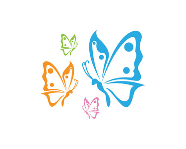 蝴蝶概念简单 彩色图标。徽标。矢量说明