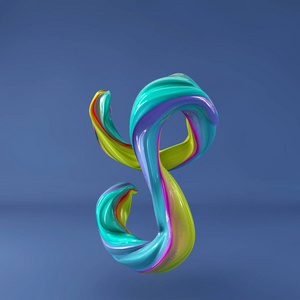 3d 抽象的蓝色背景上的颜料字母 S 的波浪轻