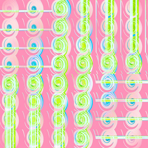 抽象几何多彩的背景。规则螺旋和条纹图案粉红色, 紫色, 石灰绿色和蓝色, 垂直转移