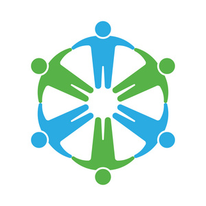 人的标志.手牵手围成圈照片