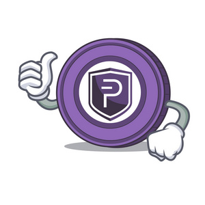 竖起大拇指 Pivx 硬币字符卡通