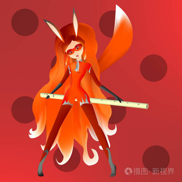 红狐狸, 红头发的年轻狡猾的女孩和红色的红色西装