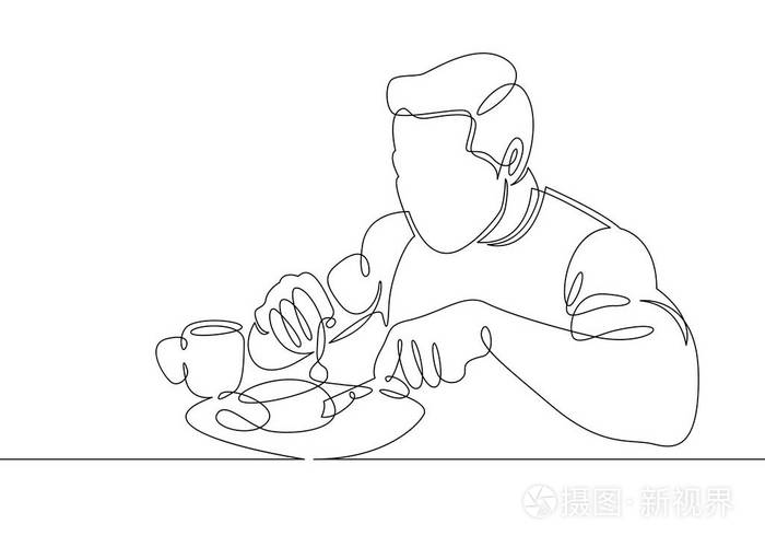 男孩吃早饭简笔画图片