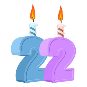 22 岁的生日.数字与喜庆的节日蛋糕蜡烛照片