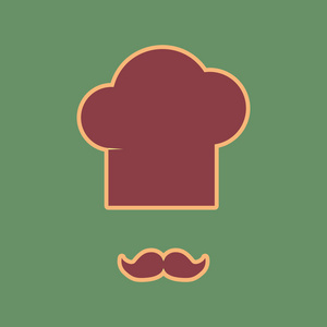 厨师帽和小胡子的标志。矢量.皮革图标和醇厚 ap