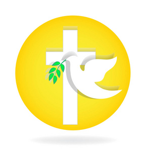 圣灵鸽子和交叉.信仰概念照片