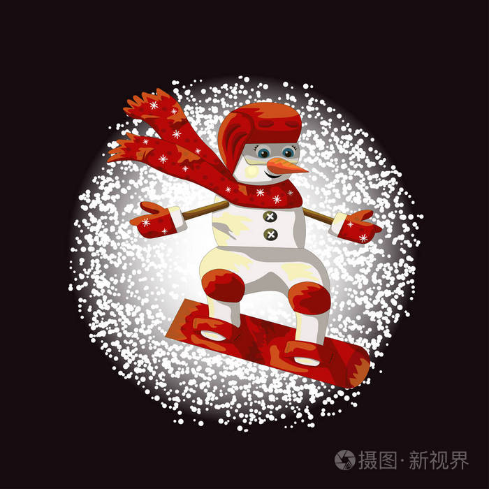 穿红衣服的雪人滑雪