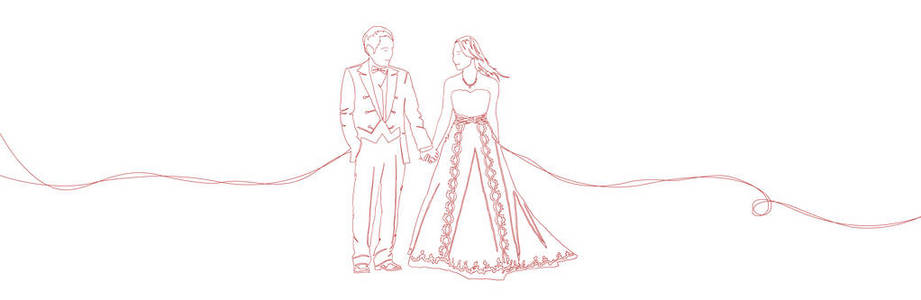 手拉手素描图图片