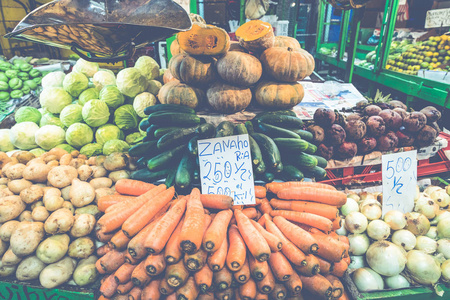 水果和蔬菜。农民的市场。圣何塞, 哥斯达黎加, 周转率