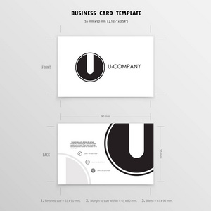名片设计模板。名称卡符号。调整大小 55 毫米 x