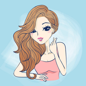 女子卡通卡通女子爱情手势照片