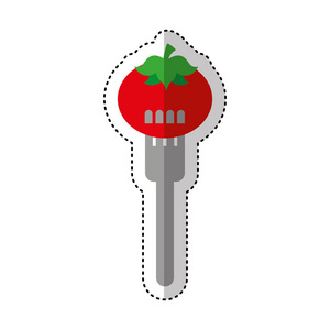 叉与番茄新鲜蔬菜孤立图标