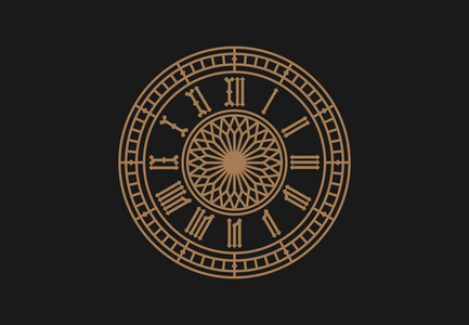 老罗马老式时钟表盘,罗马数字.矢量 illustraion照片