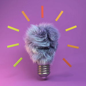 毛皮灯泡的渲染.假灯绿色环保能源设计.观念概念.