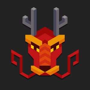 几何的中国龙的头照片