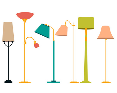 设置的落地灯.古典与现代的设计.矢量图照片