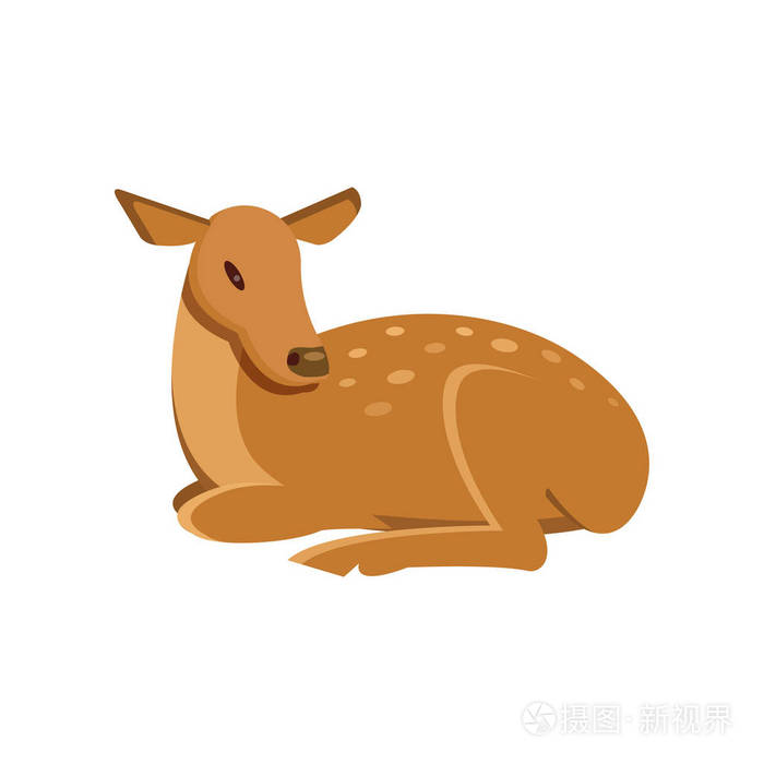 斑点休闲獐鹿说谎, 狂放的动物卡通矢量例证