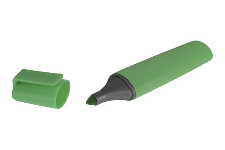 白色背景上的绿色荧光笔