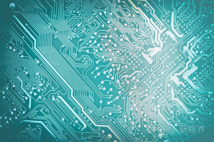 科技科学背景.综合的通信处理器.信息工程的组成部分.蓝色颜色