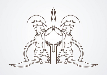 斯巴达的勇士构成图形矢量照片