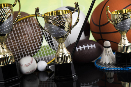 奖杯体育成就奖杯, 赢得体育背景照片