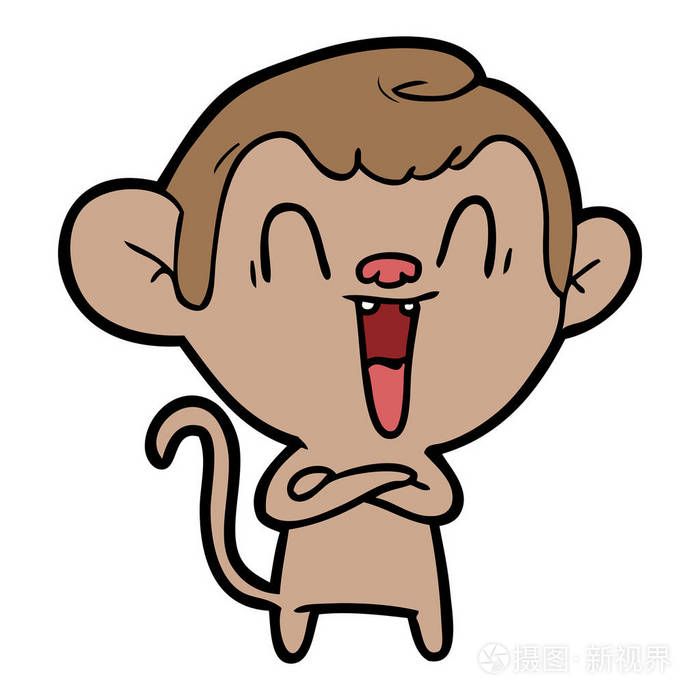 卡通笑猴的矢量图解