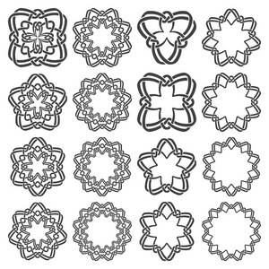 十六个圆形的装饰元素，具条纹编织