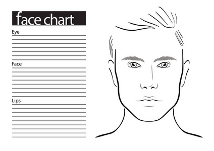 脸上图表化妆艺术家空白。模板。矢量图