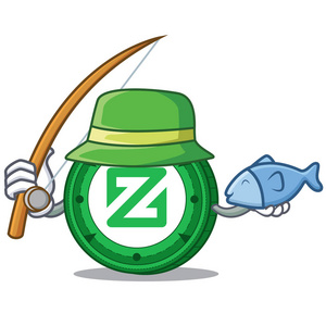 钓鱼 Zcoin 吉祥物卡通风格