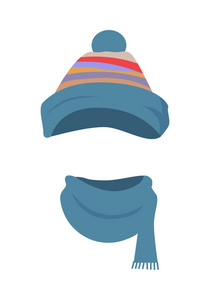 帽子。色彩鲜艳的条纹的头饰和扭曲的围巾