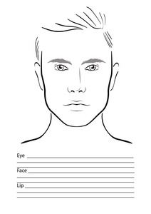 脸上图表化妆艺术家空白。模板。矢量图