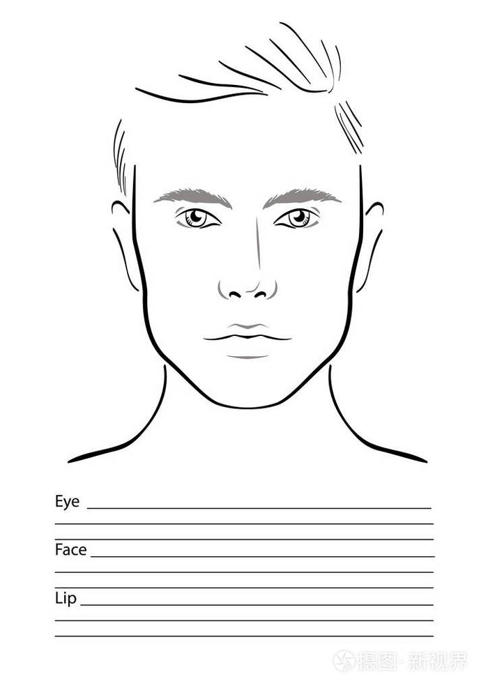 脸上图表化妆艺术家空白.模板.矢量图