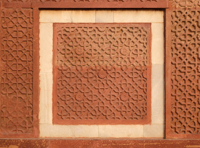 印度教科文组织世界遗产遗址, 位于阿格拉红色堡垒的寺庙墙上的石头图案