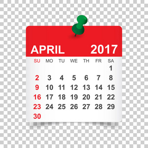 2017 年 4 月。日历矢量图