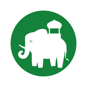 剪影印度大象节绿色 bakcground