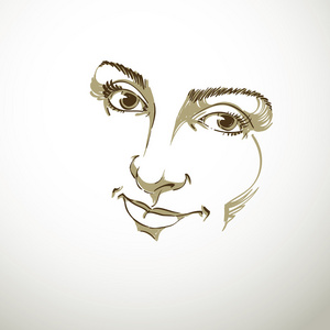 面部表情手工绘制的精致g脸插图