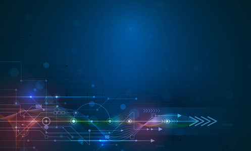 图高计算机和通讯技术在蓝色背景上照片