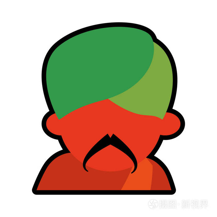 阿凡达的脸的印度人,胡子绿色头巾图标